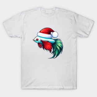 COOL BETTA FISH WITH SANTA HAT - CHRISTMAS T-Shirt